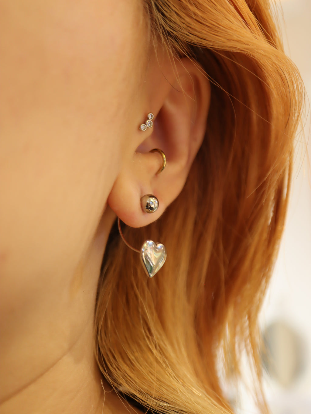 Drop heart stainless steel earrings