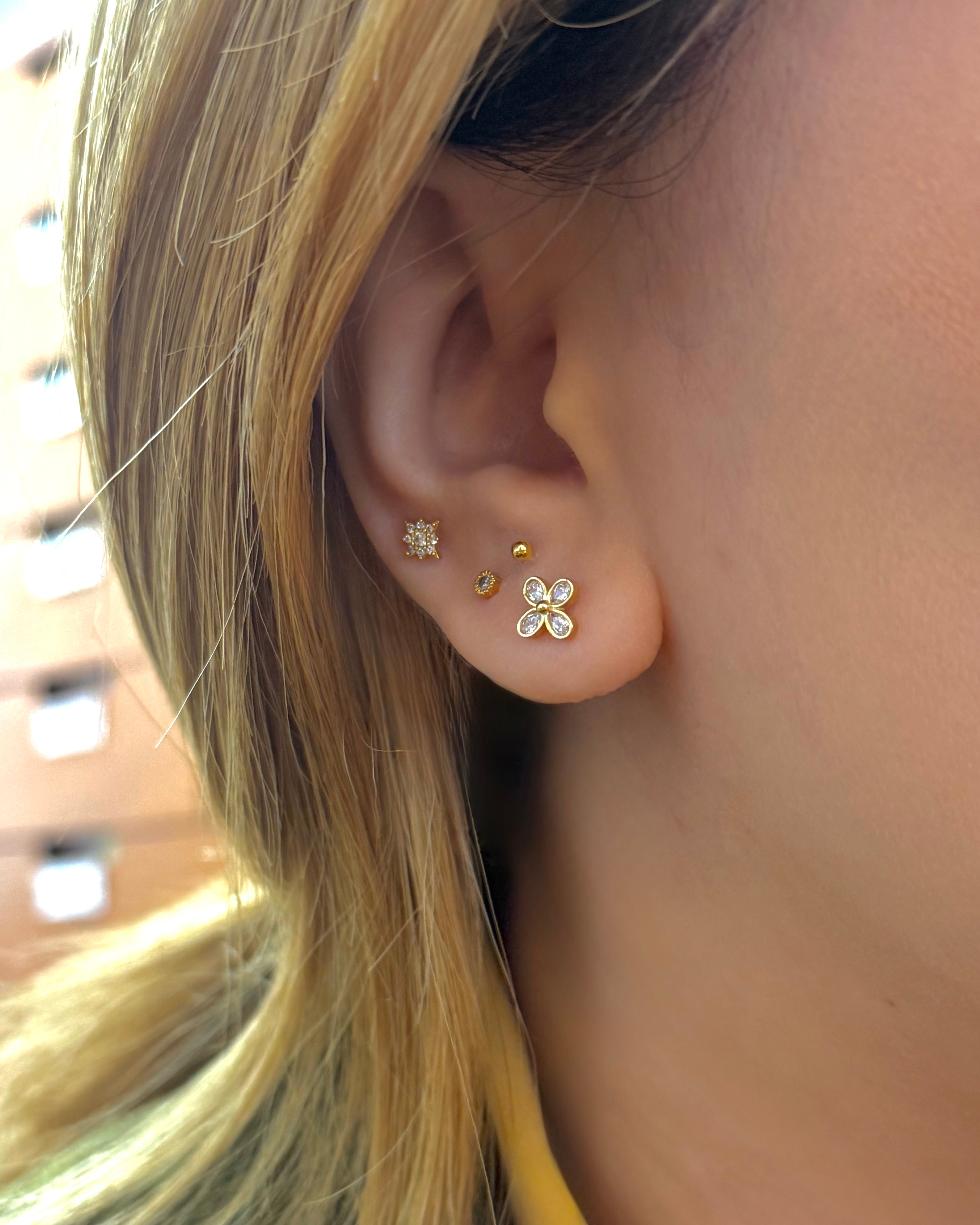 Cz 925 silver stud piercing earring (1pc)