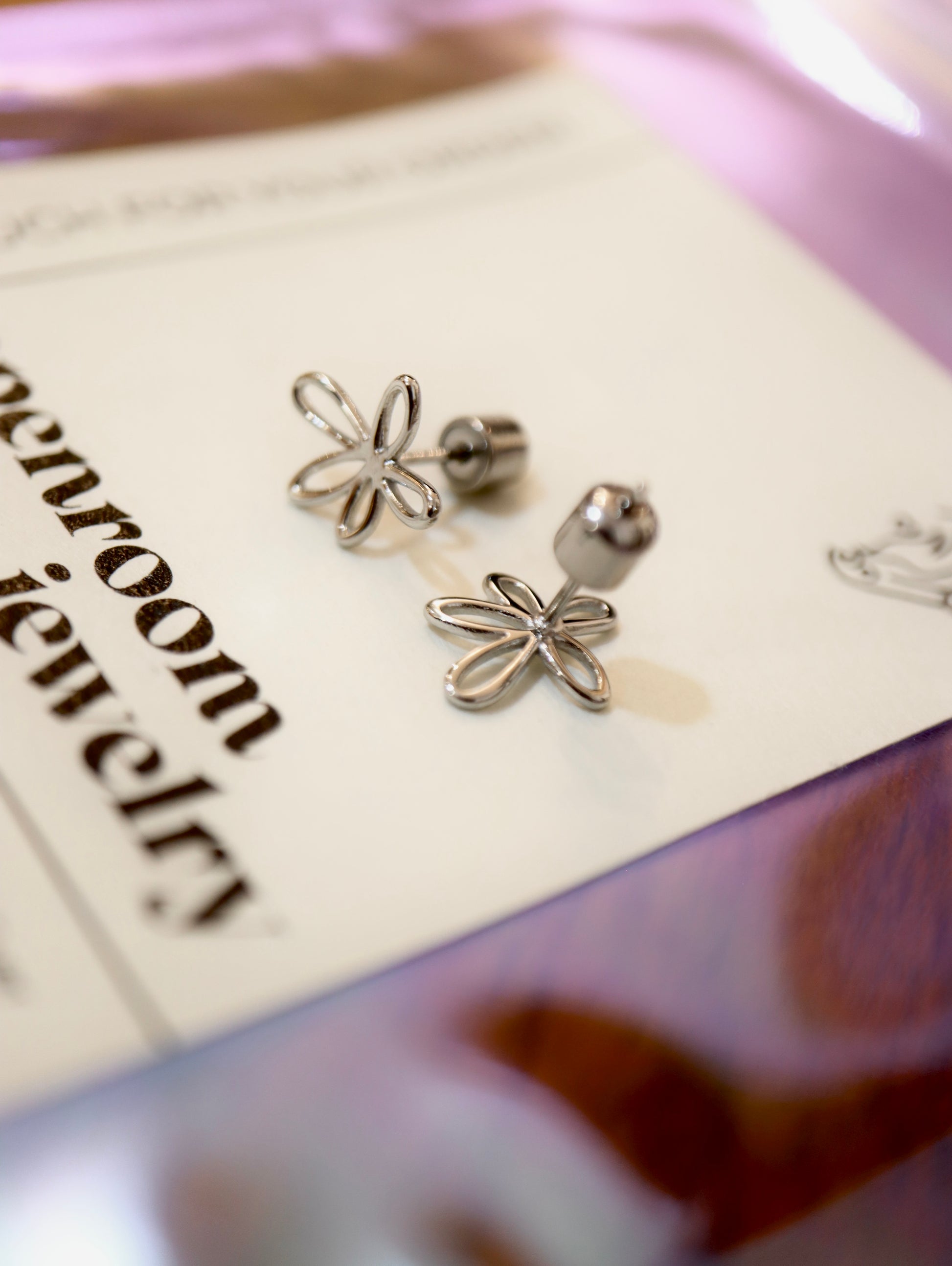 Floral stainless steel earrings