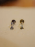 Cz stud flat back 925 silver piercing