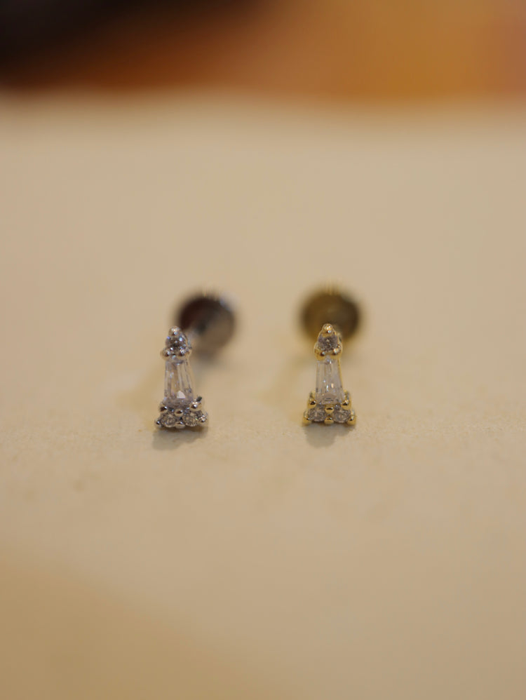 Cz stud flat back 925 silver piercing