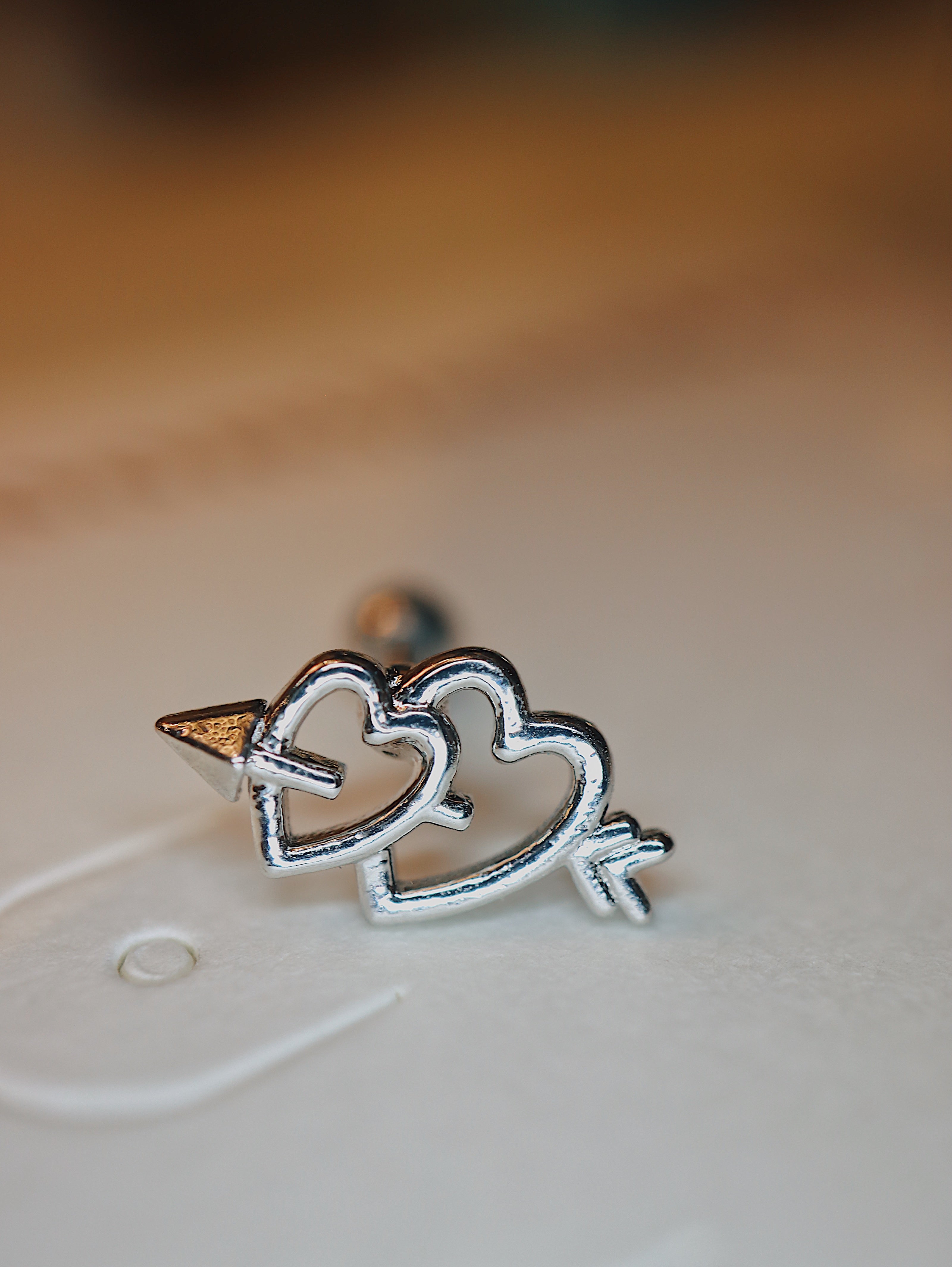 💘Double heart surgical steel piercing