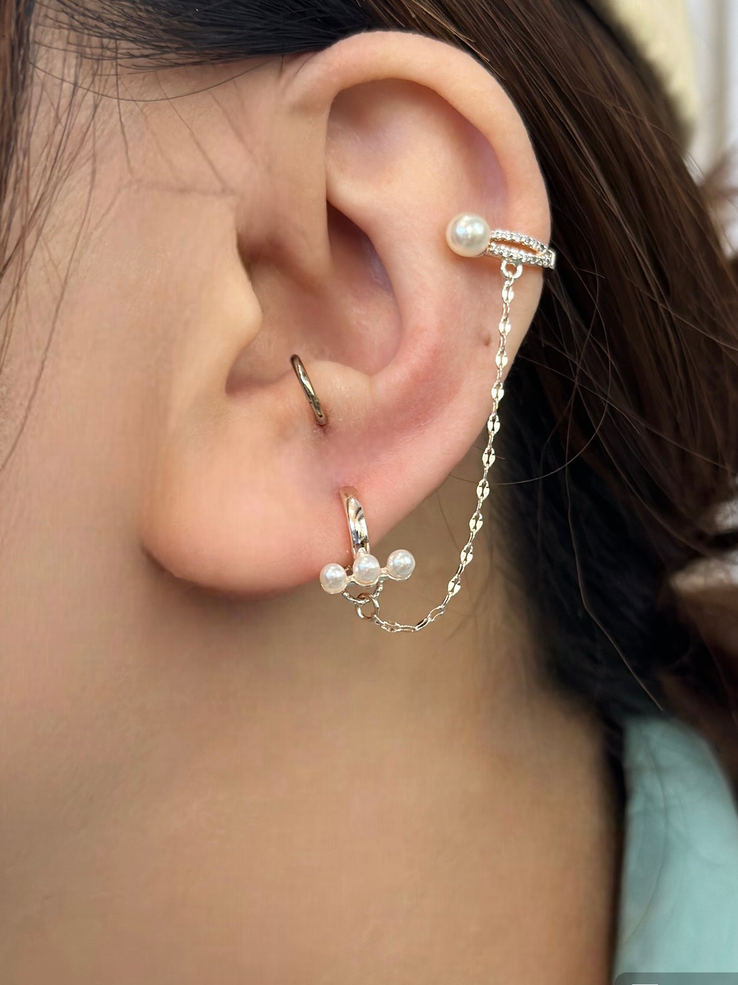 Hinged hoop & Earcuff climber earrings