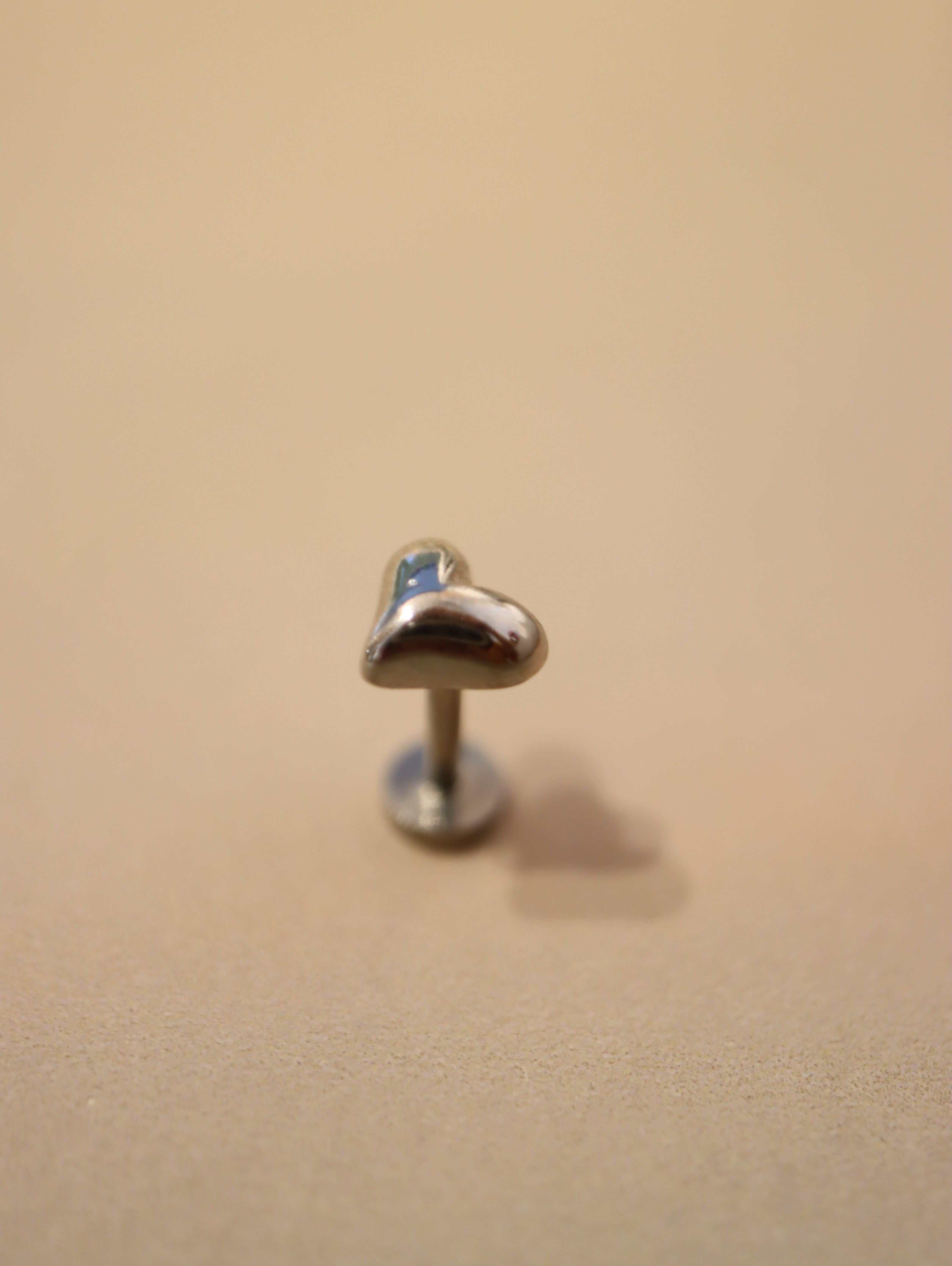 Heart flat back surgical steel piercing