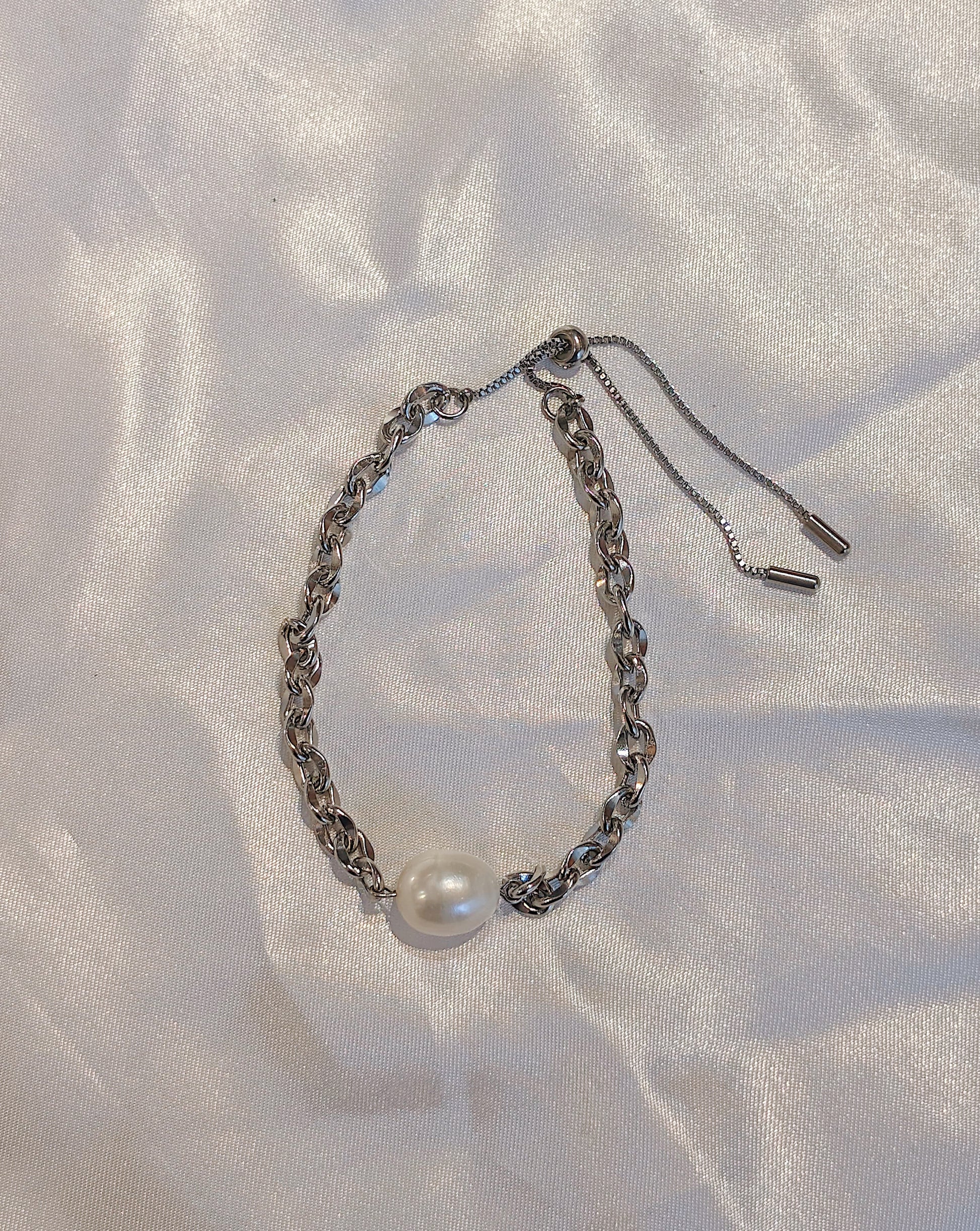 Pearl chain flexi stainless steel bracelet