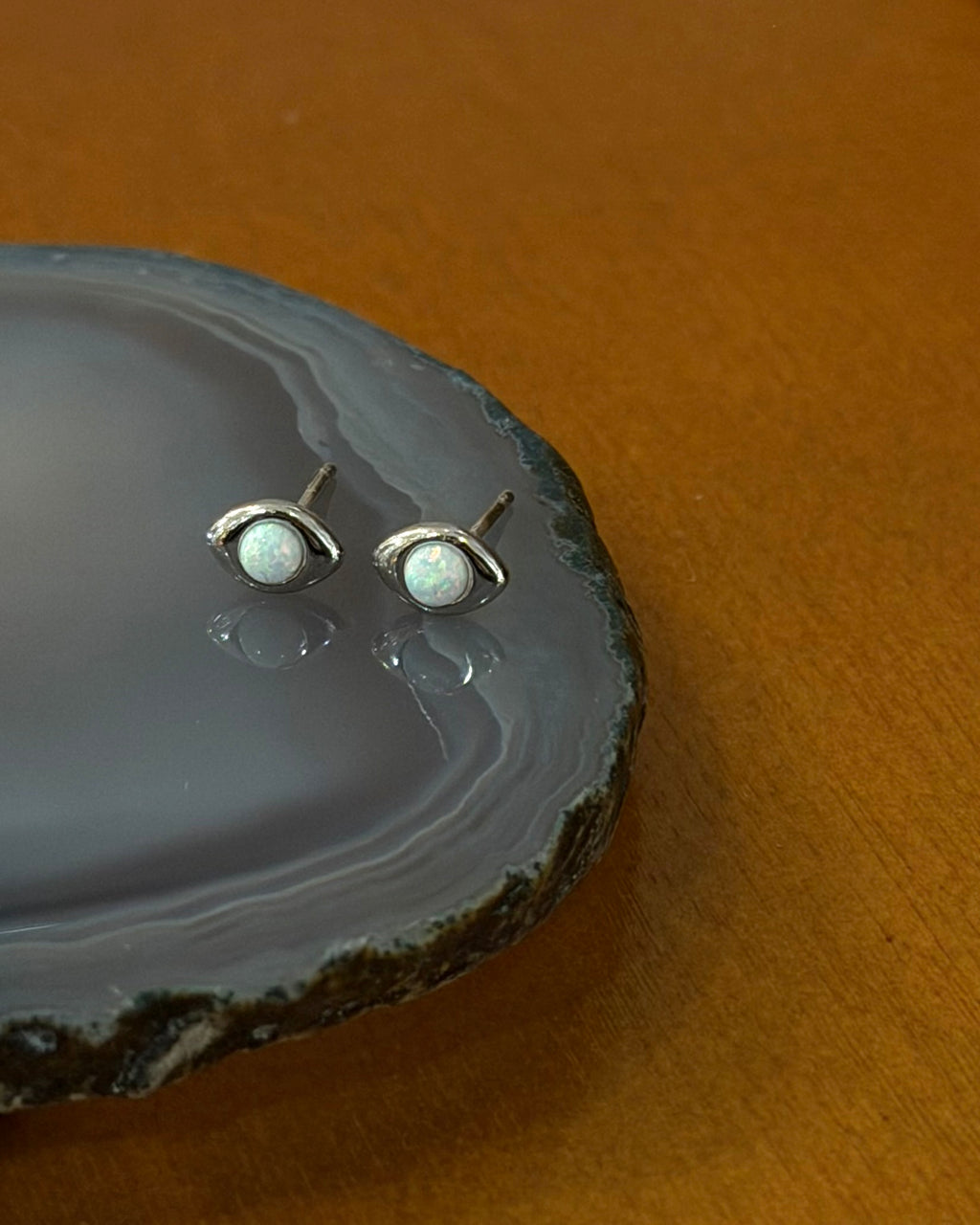 Mini eye opal earrings