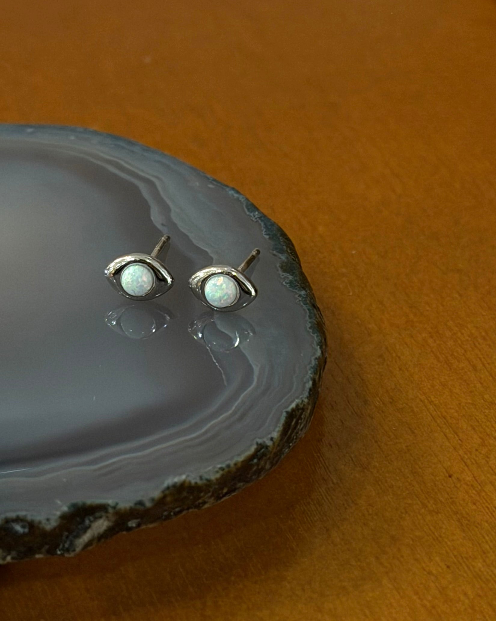 Mini eye opal earrings