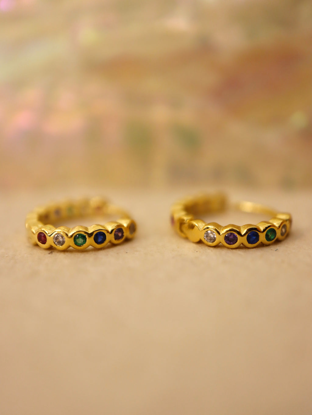 Rainbow cz hinged hoop earrings