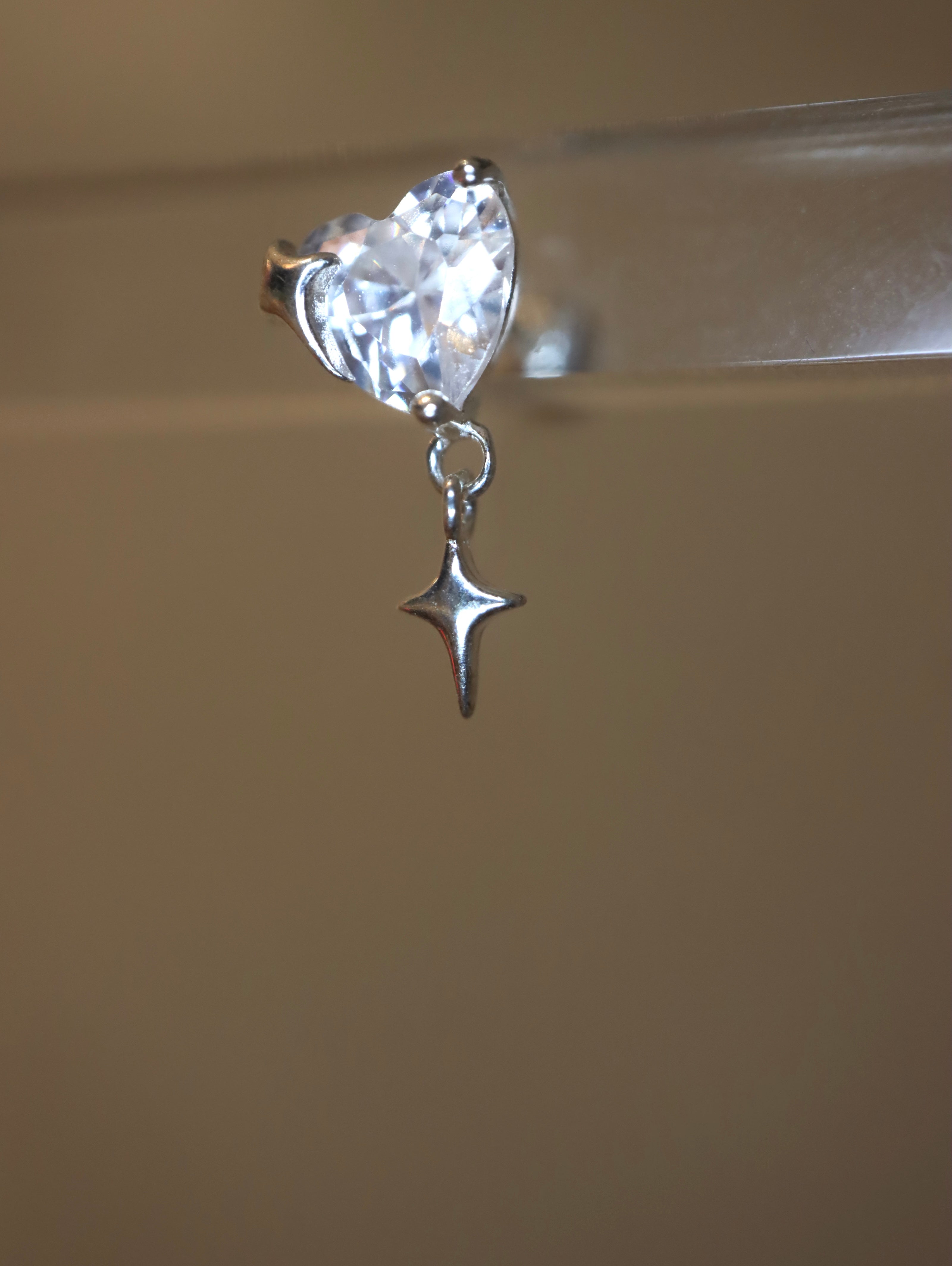 Lyra Heart Drop Stud 925 silver Earring