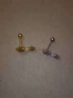 Double star cz 925 silver stud piercing (1pc)