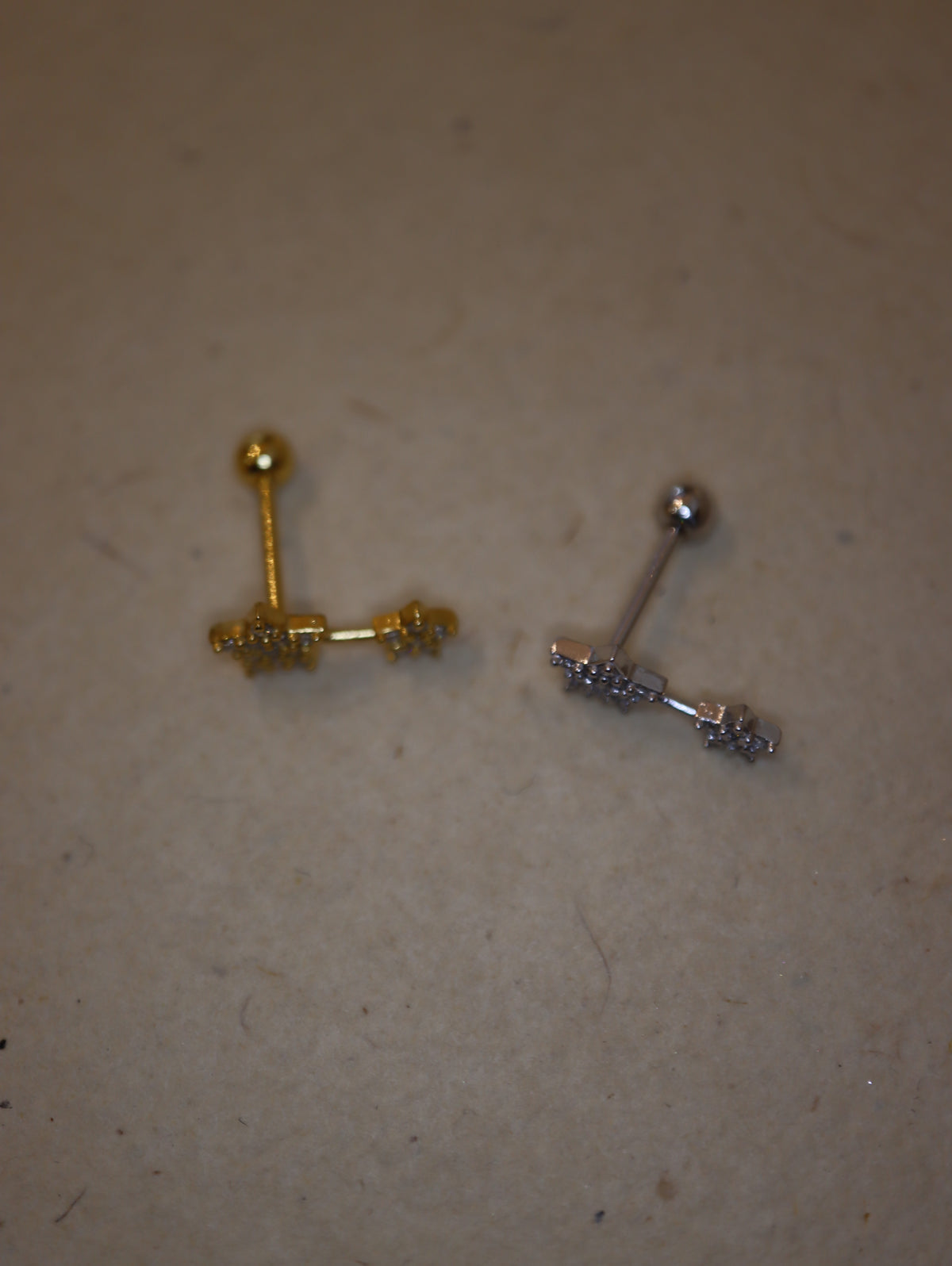 Double star cz 925 silver stud piercing (1pc)