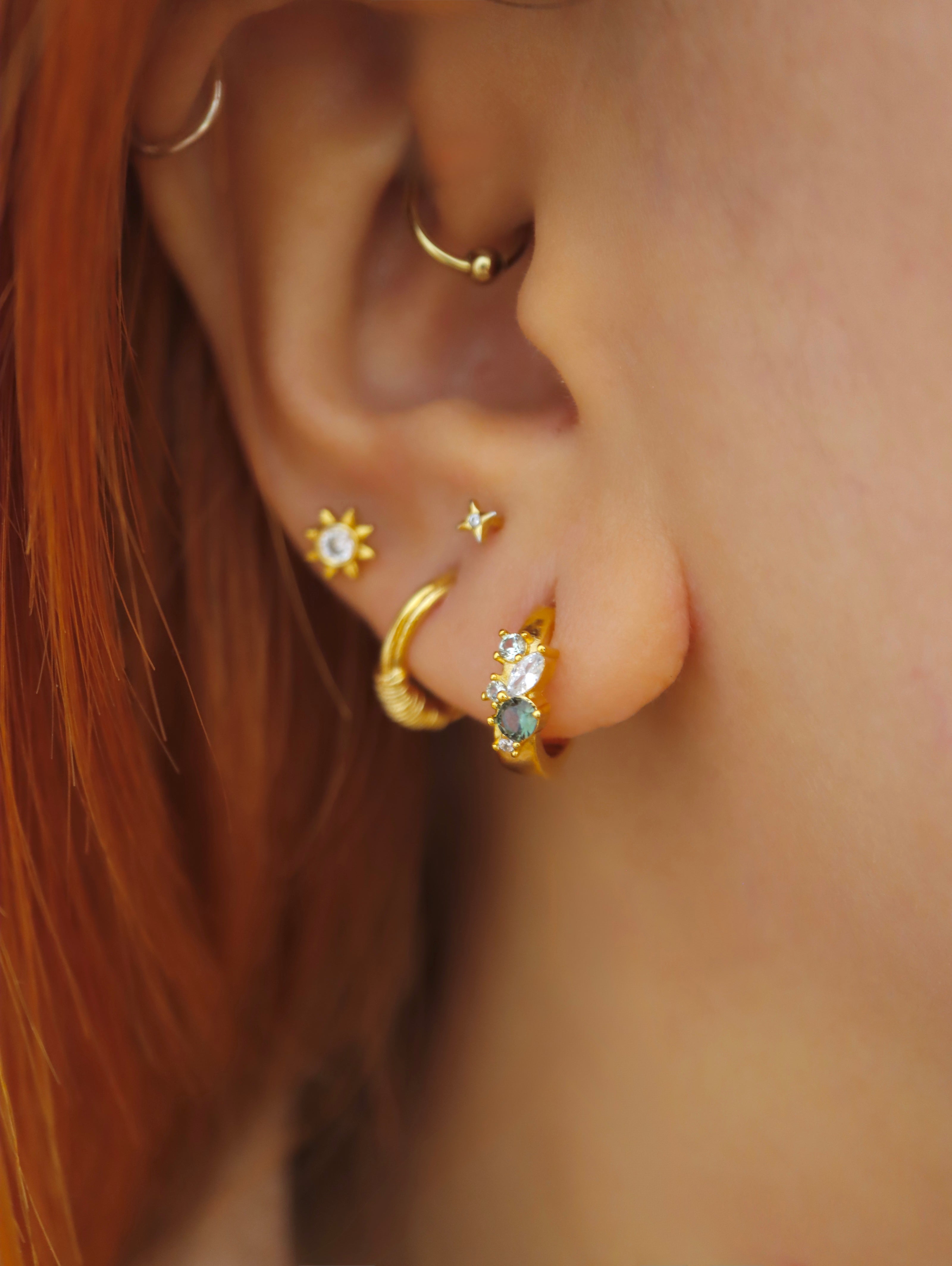 Cz hoop brass earrings