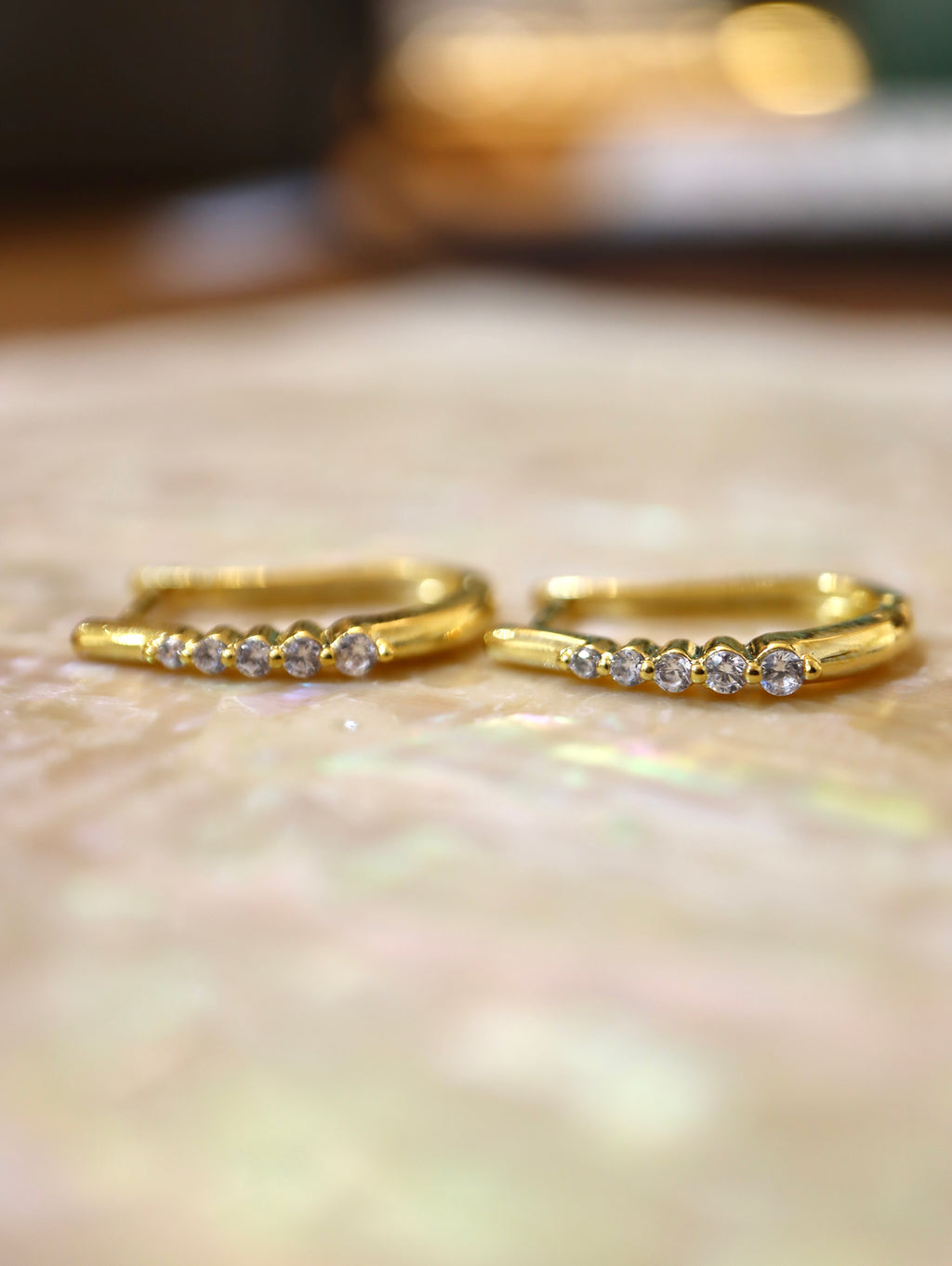 U shape hoop cz earrings