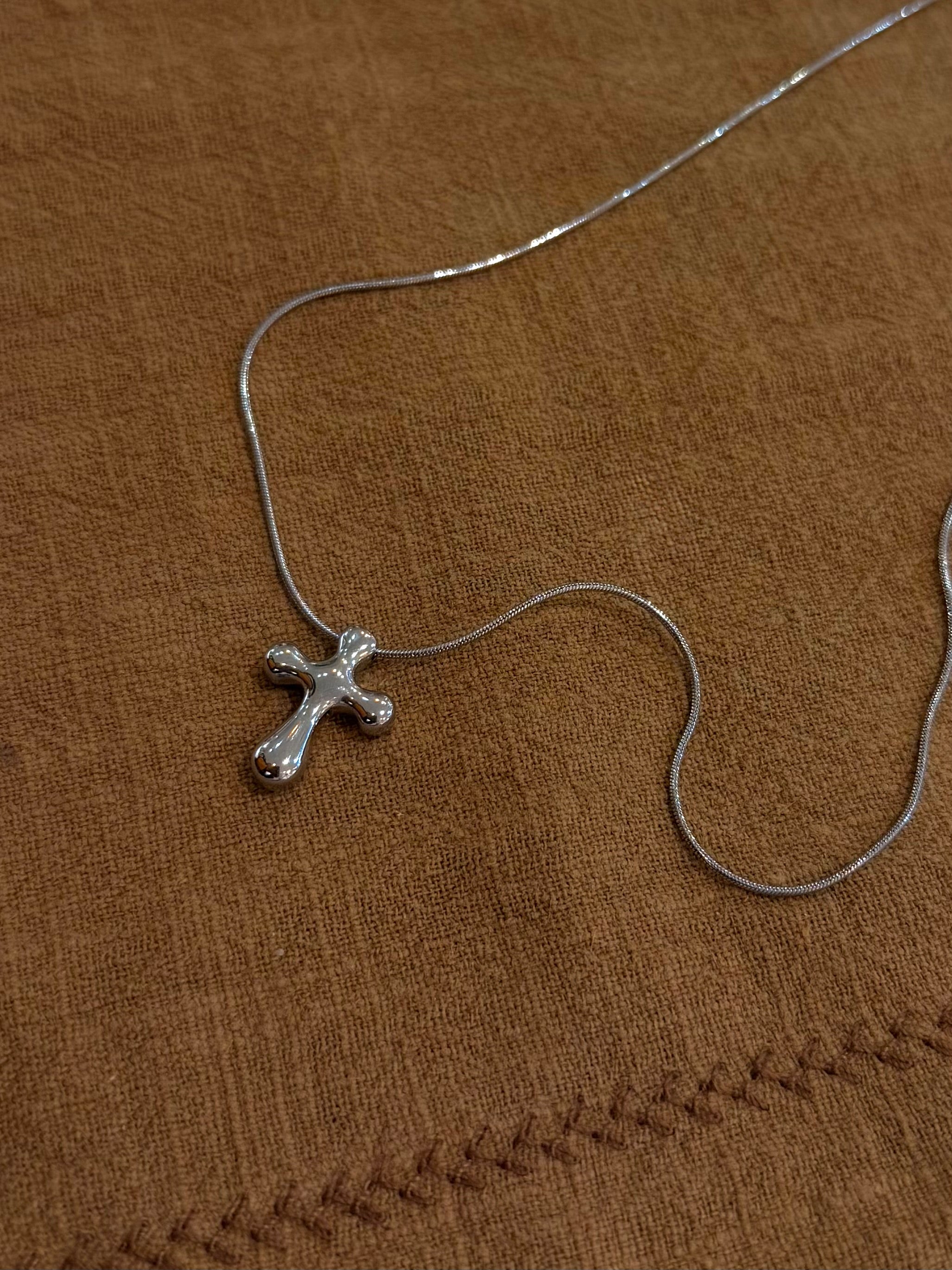 Mercury cross stainless steel necklace