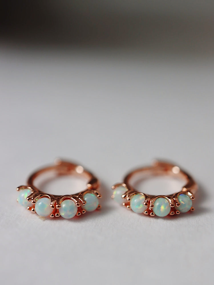 4opal mini Silver 925 huggie hoop earrings