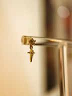 Drop Cross 925 silver flat back Stud piercing (1pc)