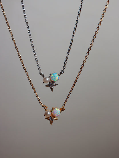 Sparkle opal pearl necklace