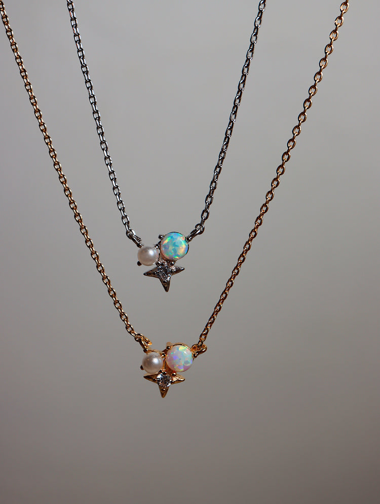 Sparkle opal pearl necklace