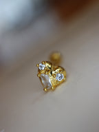 Heart cz stud 925 silver piercing earring (1pc)