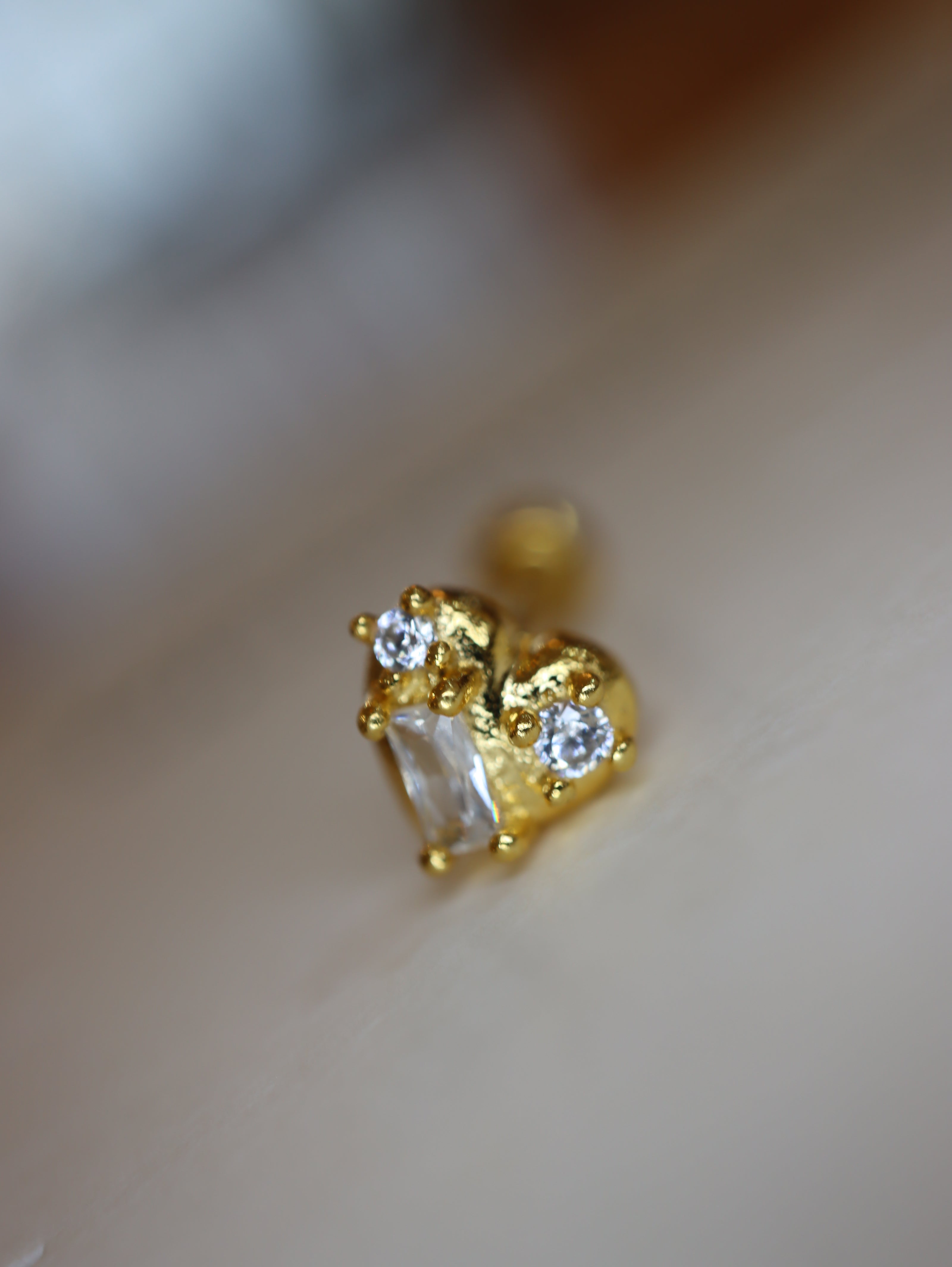Heart cz stud 925 silver piercing