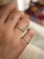 Silver 925 braided free size pinky ring