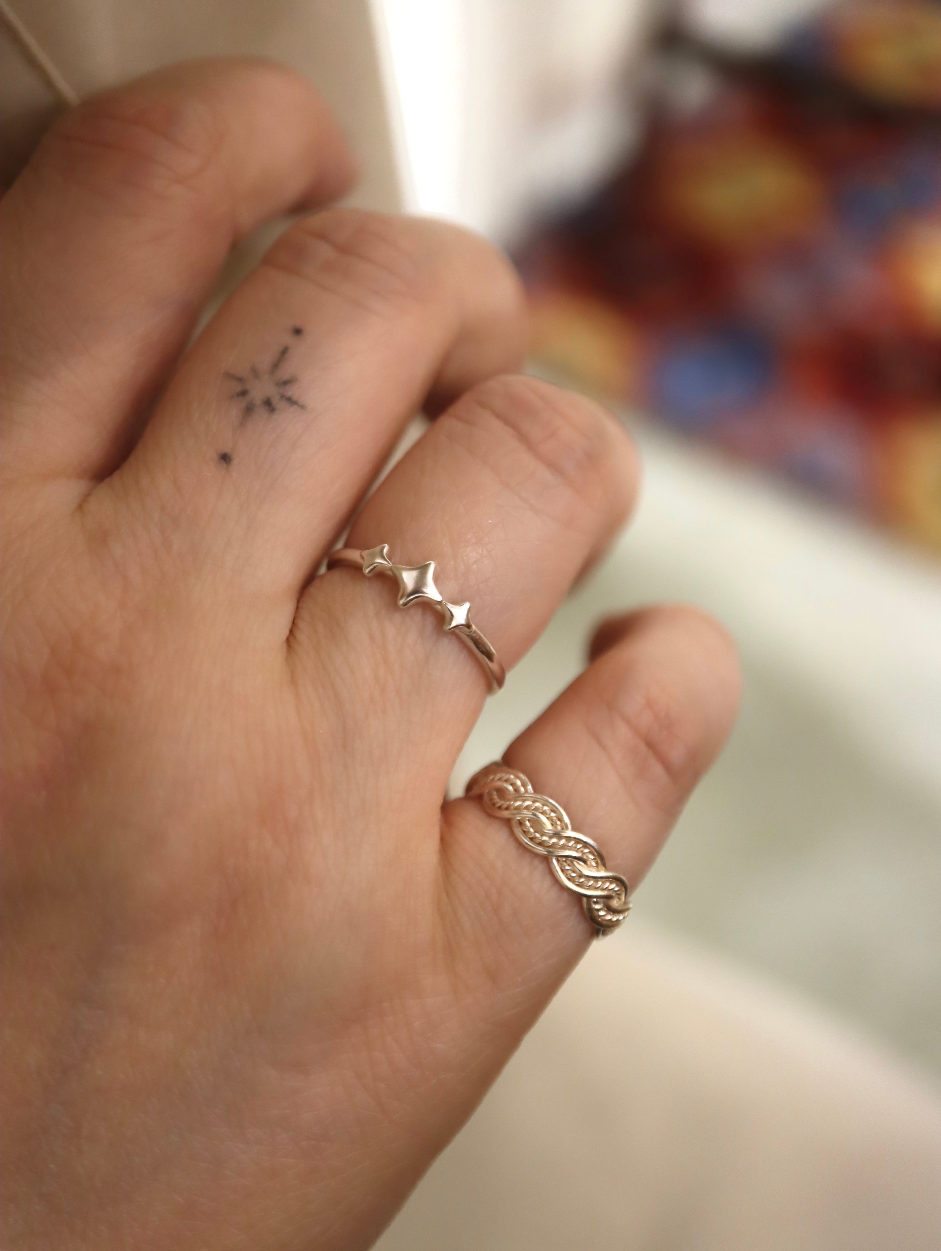 Silver 925 braided free size pinky ring