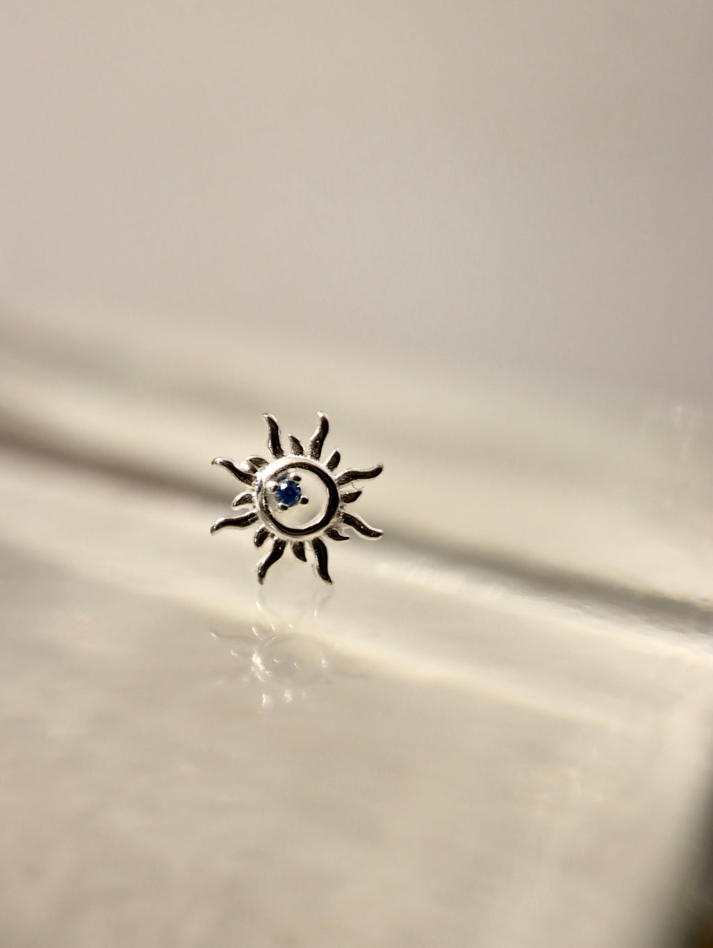 Rising sun 925 silver earrings piercing (1pc)