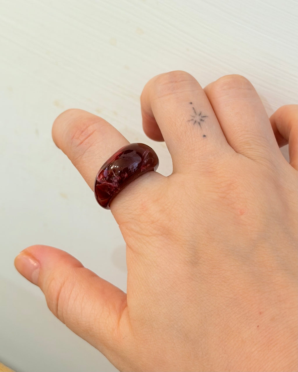 Marble pattern chunky resin unisex ring