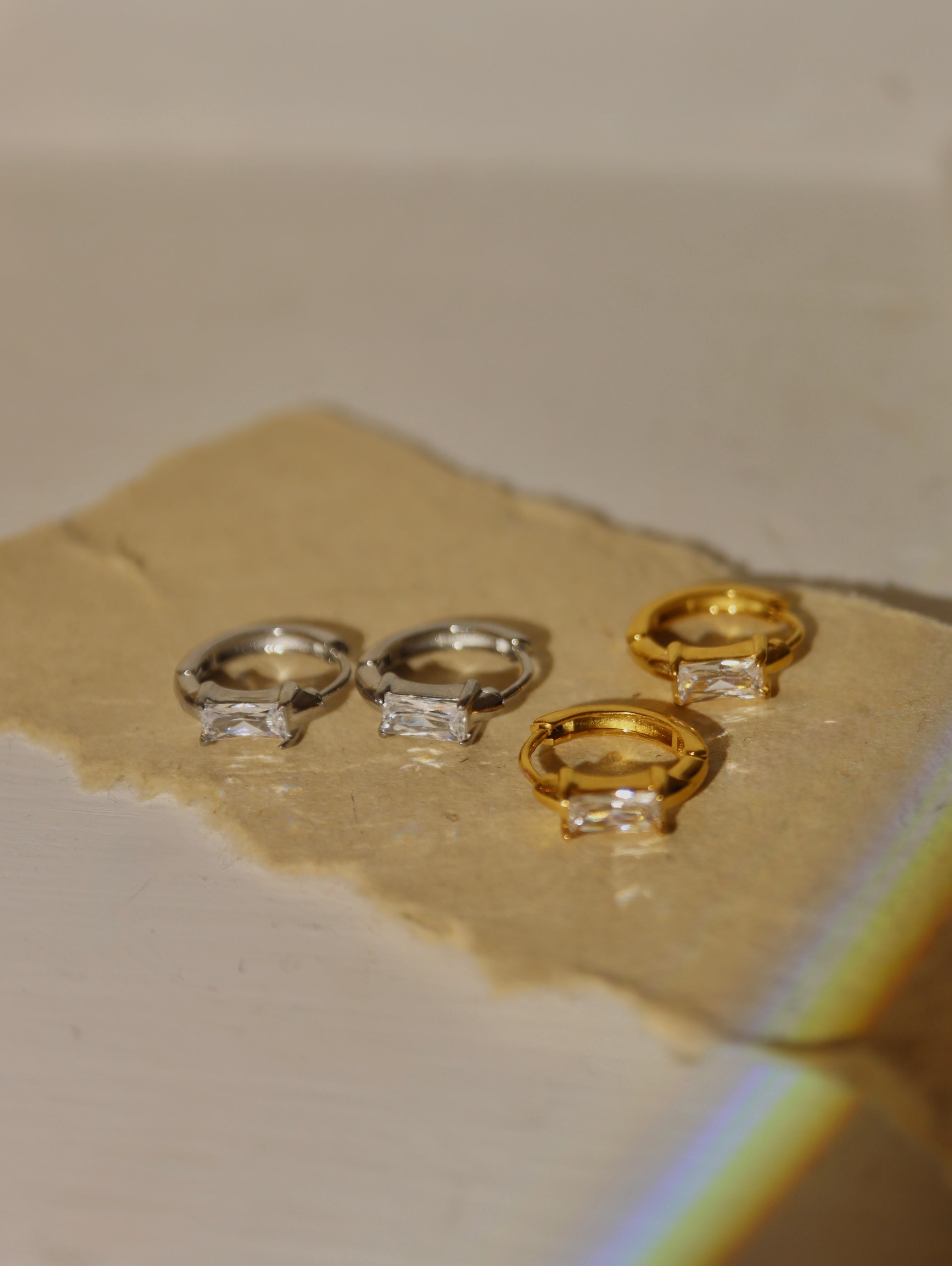 Waterproof Sparkle Huggie Hoop Earrings