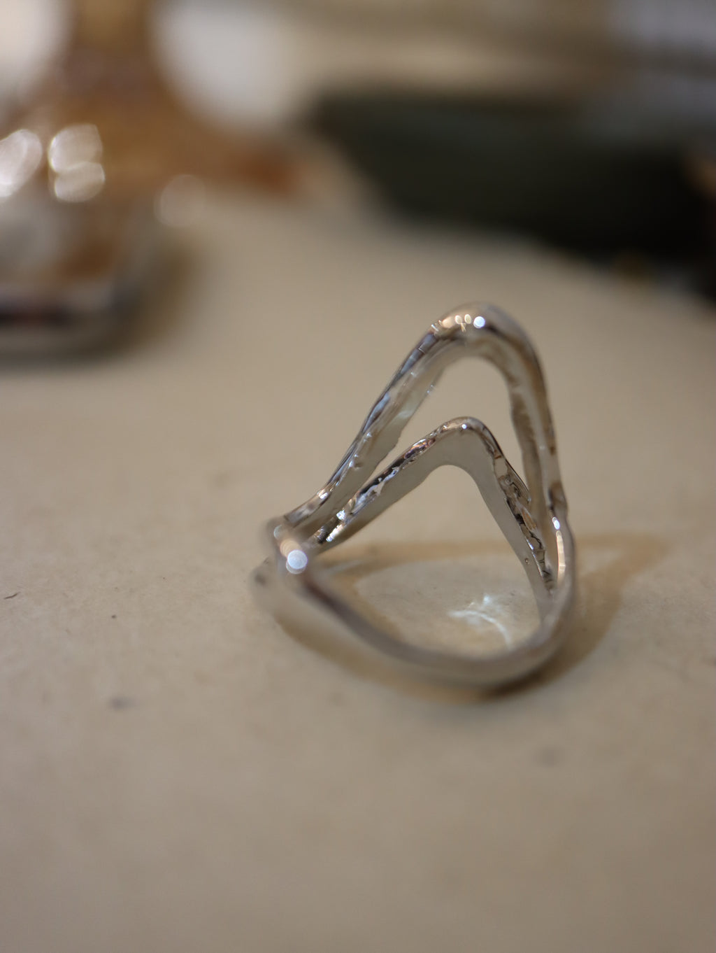 Wavy bold brass ring