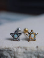 Star cz opal silver925 piercing stud earring (1pc)