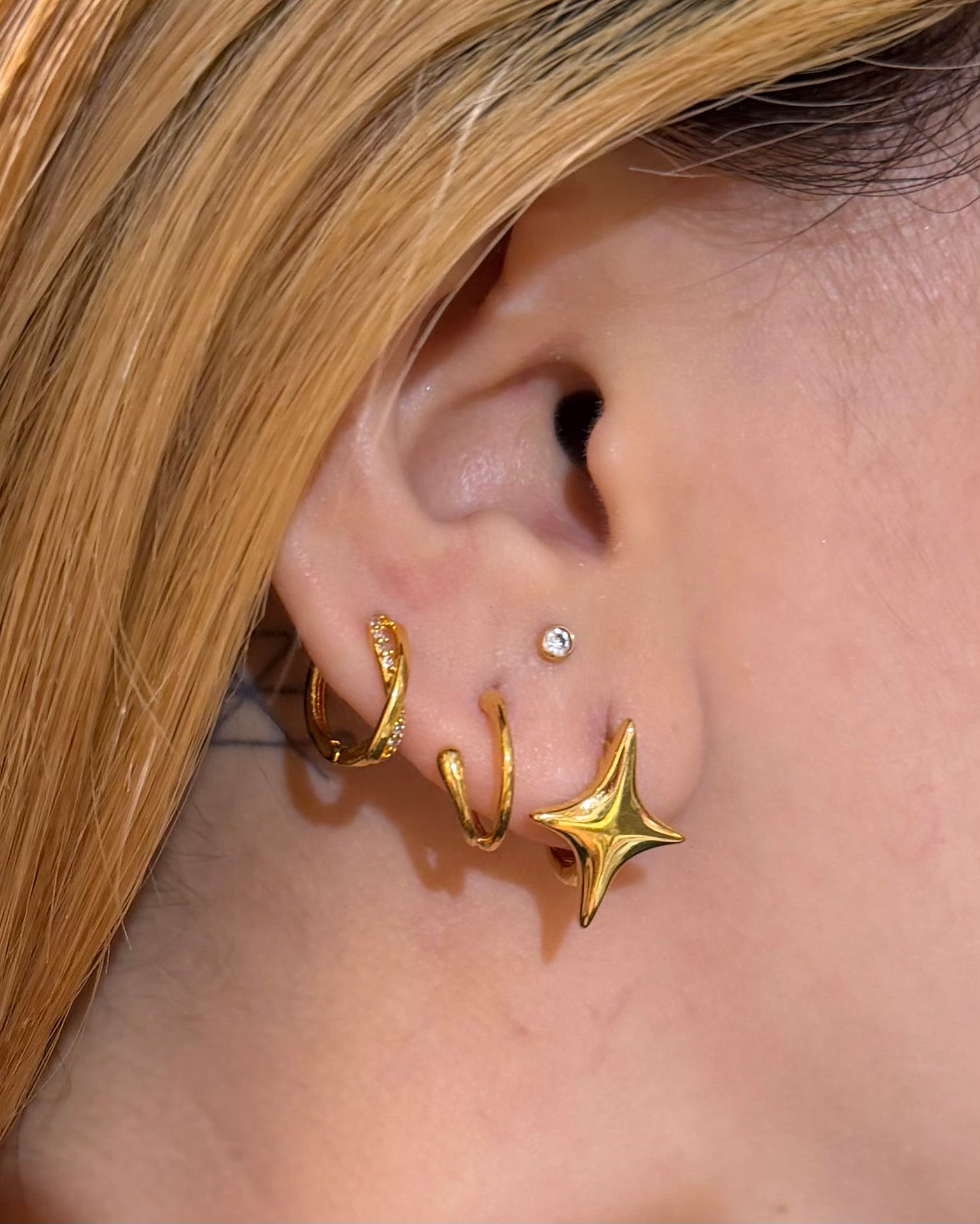 Star hoop brass earrings