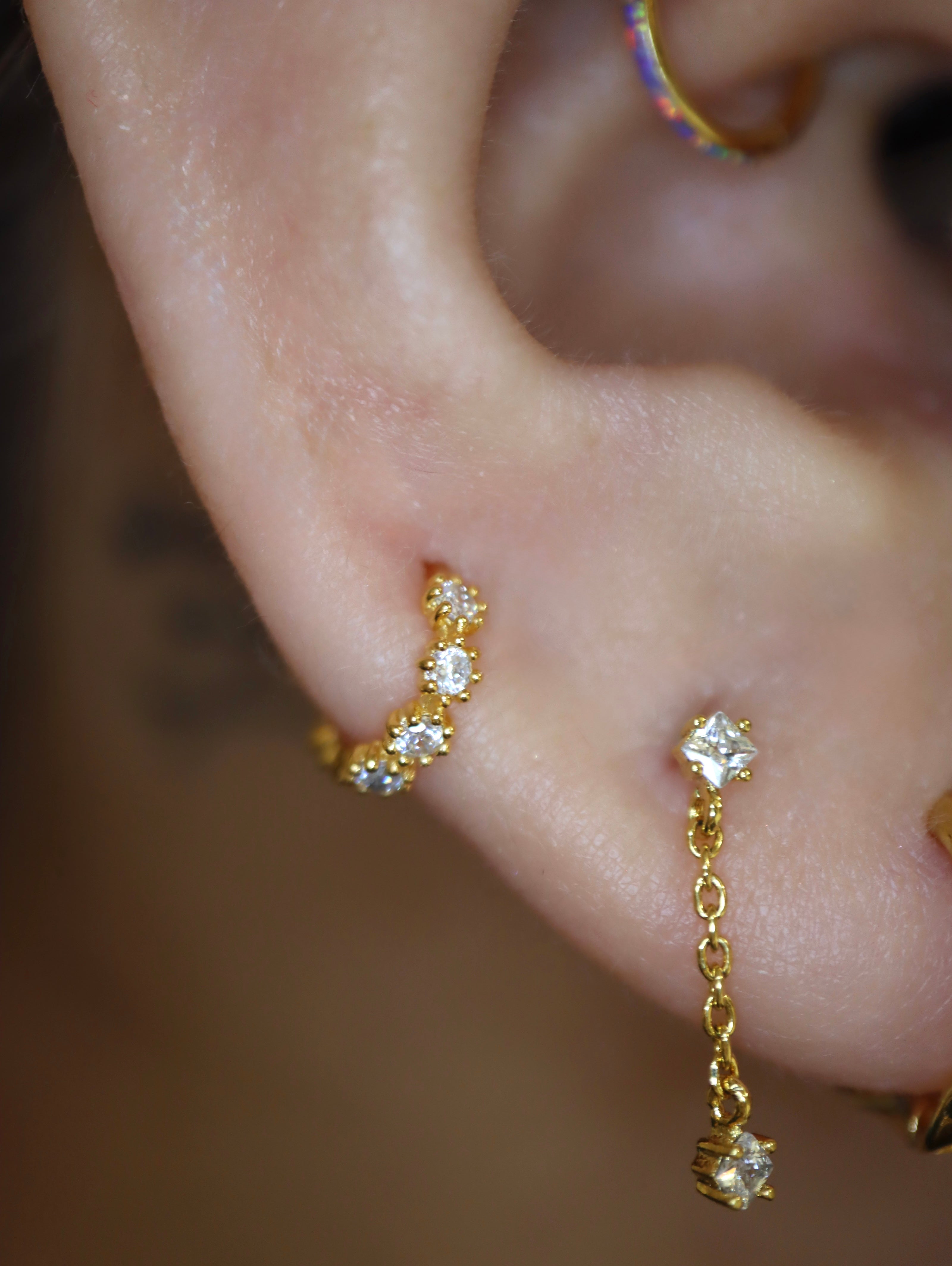 Septet CZ 925 Silver Hoop Earrings