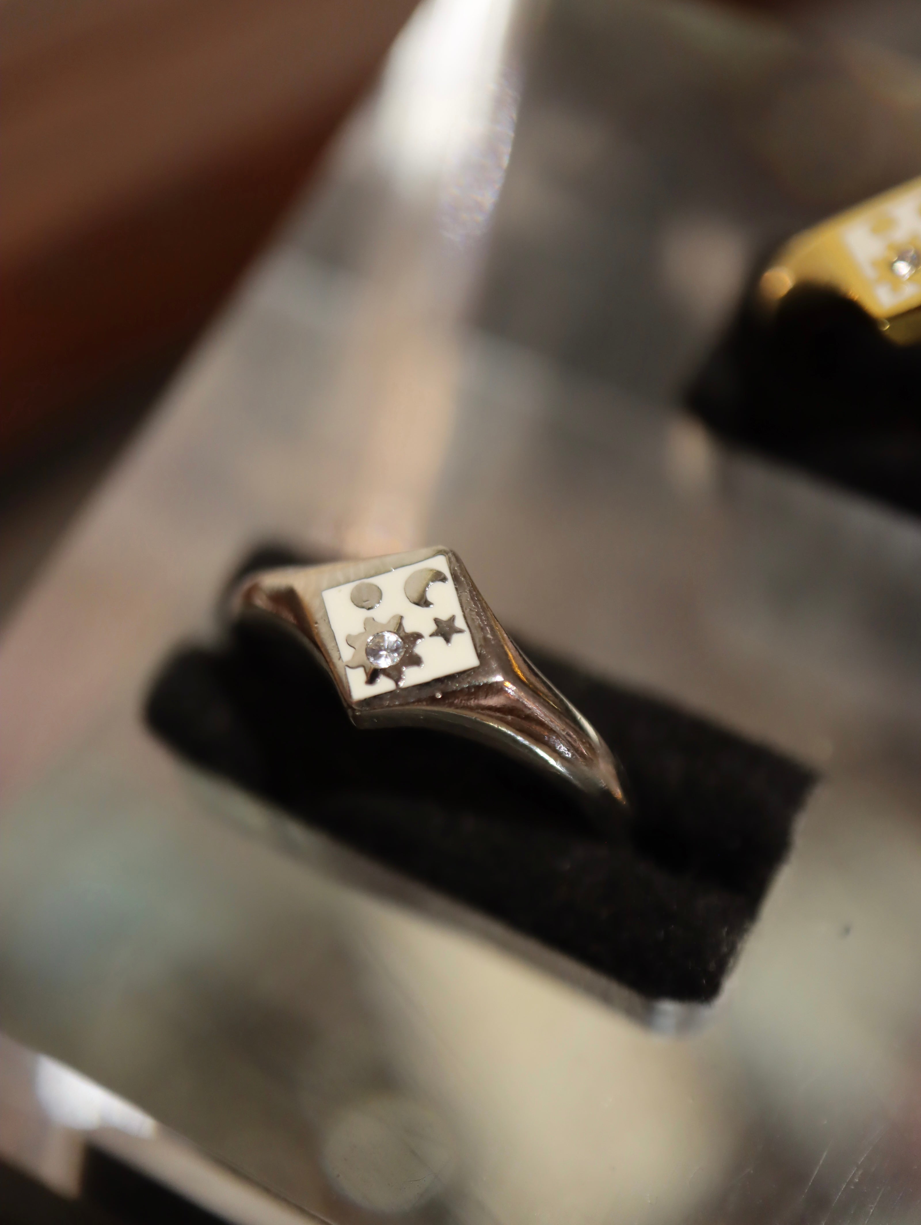 Celestial Rhombus Enamel Open Size Ring