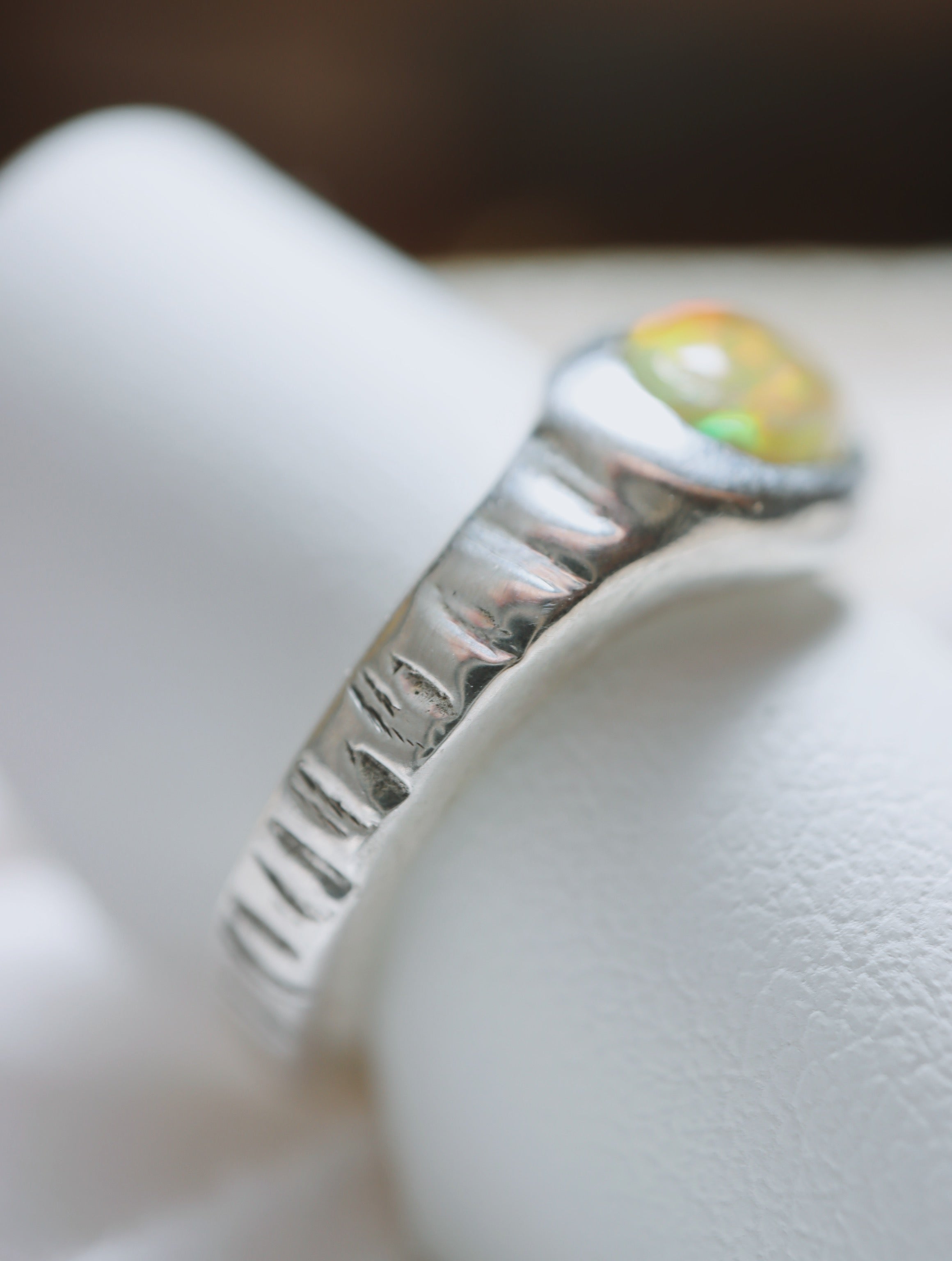 Sterling Silver Hand crafted Ethiopian Opal Ring