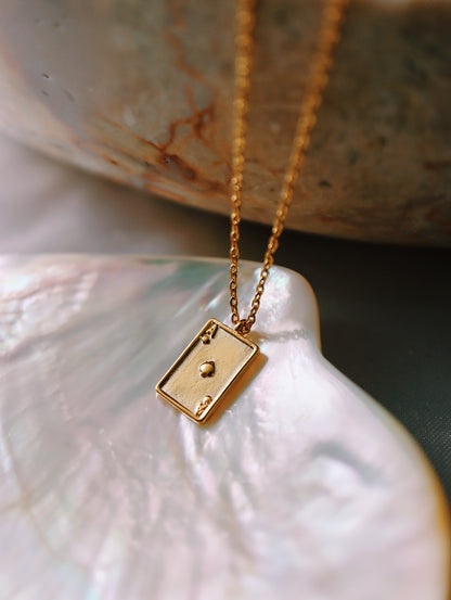 Poker ace brass necklace