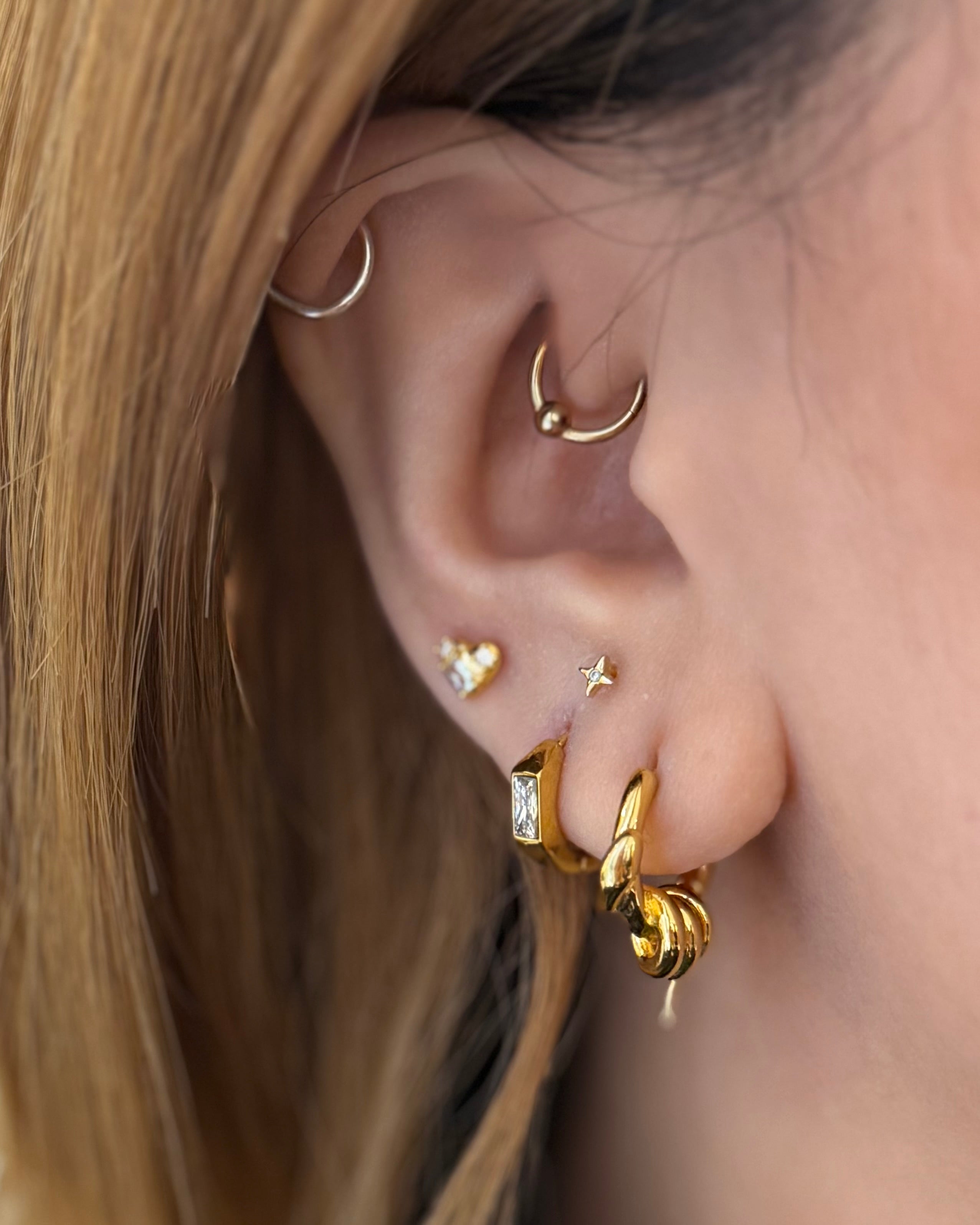 Cz stainless steel hinged hoop earrings