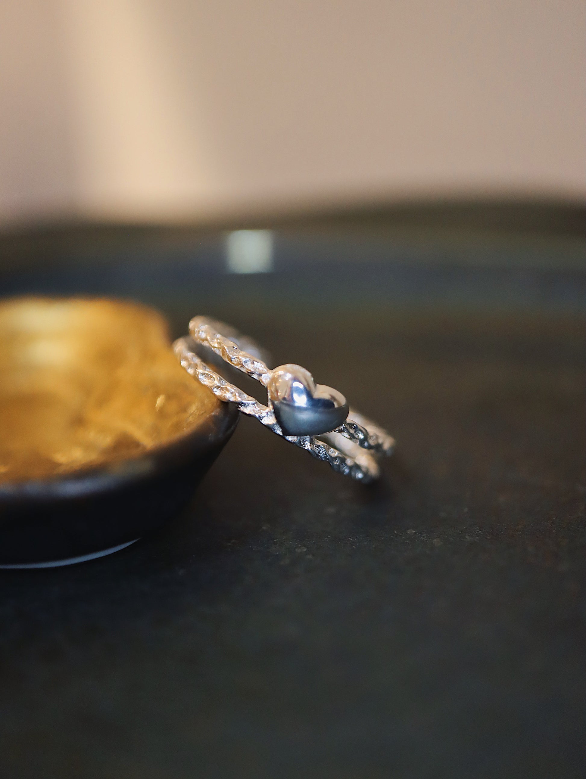 Heart double band 925 silver pinky ring