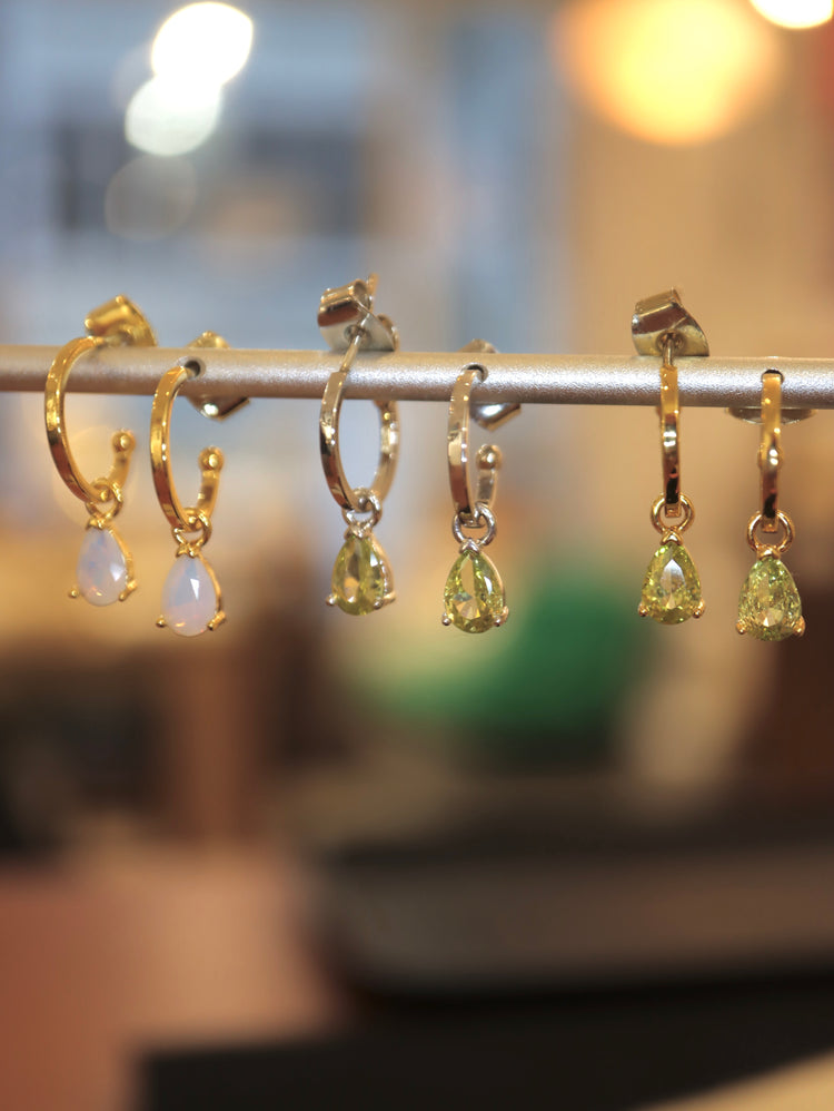 Drop teardrop cz / Opal earrings