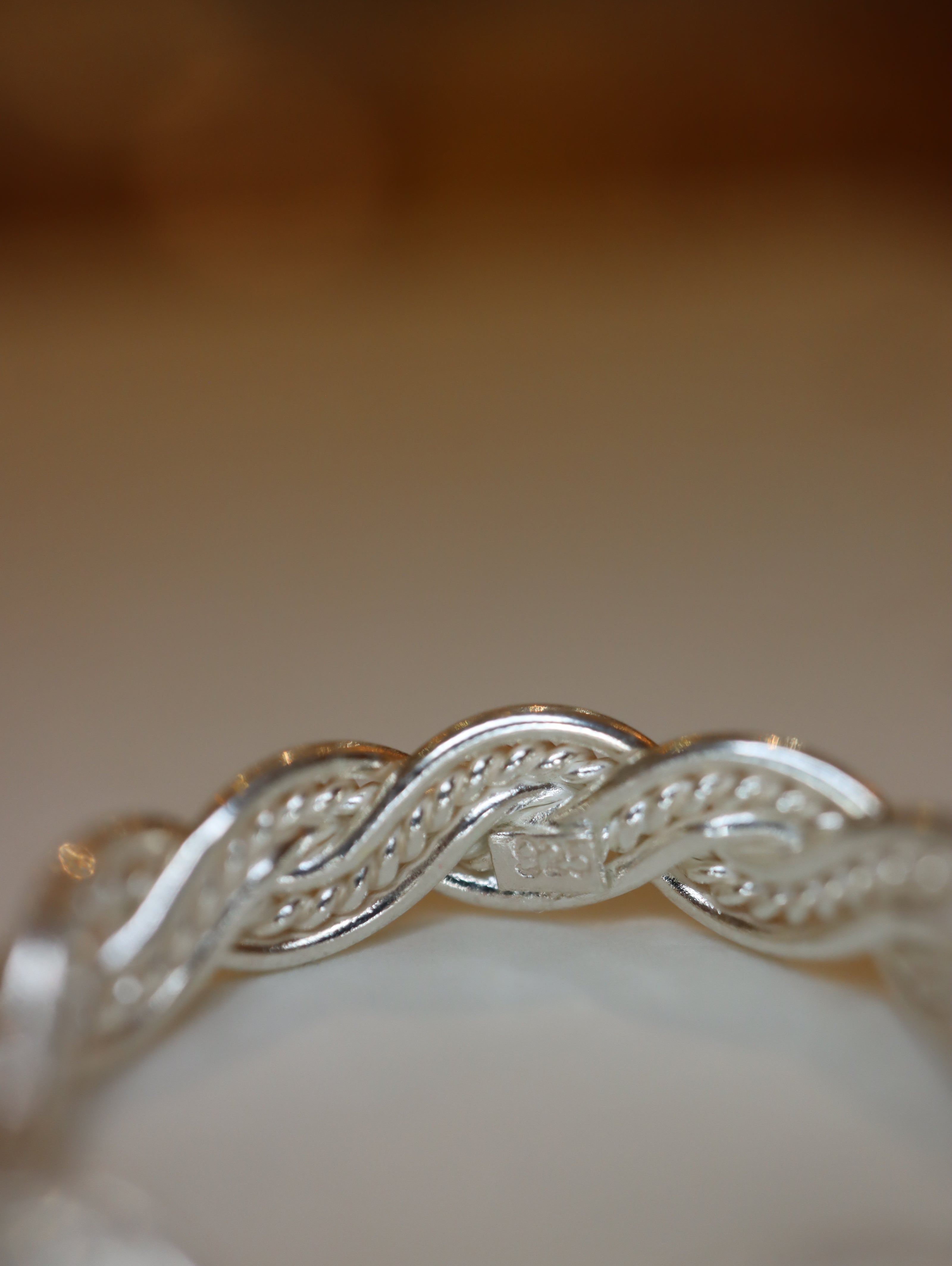 Silver 925 braided free size pinky ring