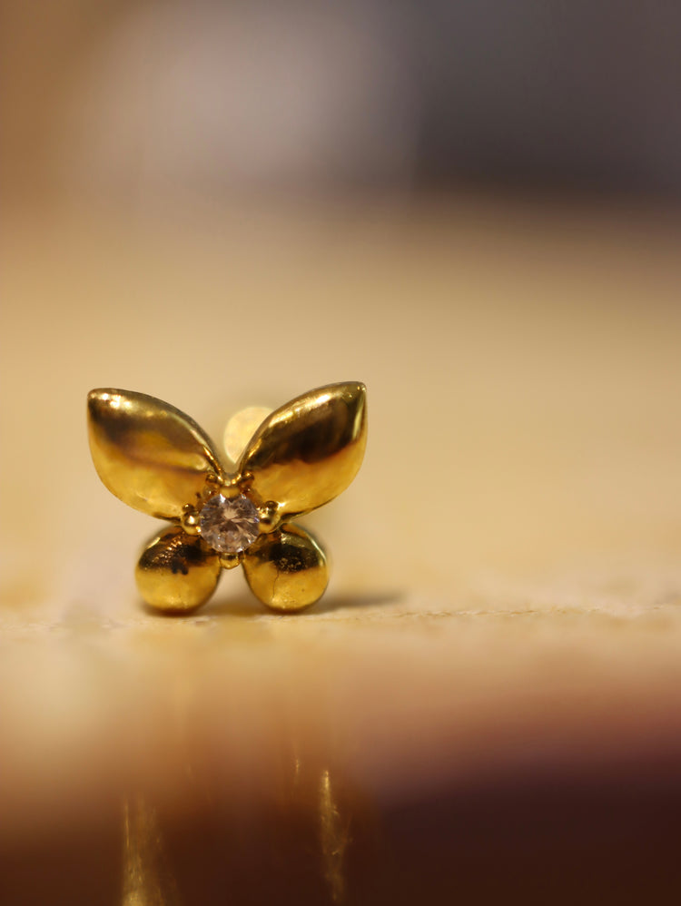 Butterfly shape stud surgical steel piercing (1pc)