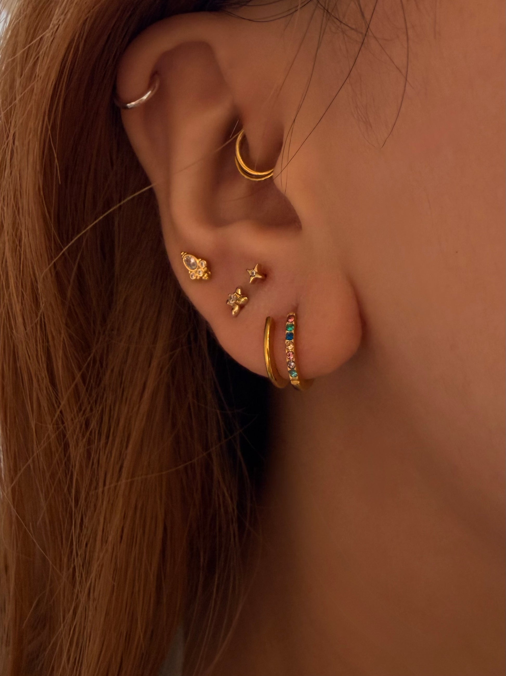 Double wrap rainbow stainless steel earrings