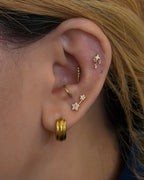 Double star cz 925 silver stud piercing (1pc)
