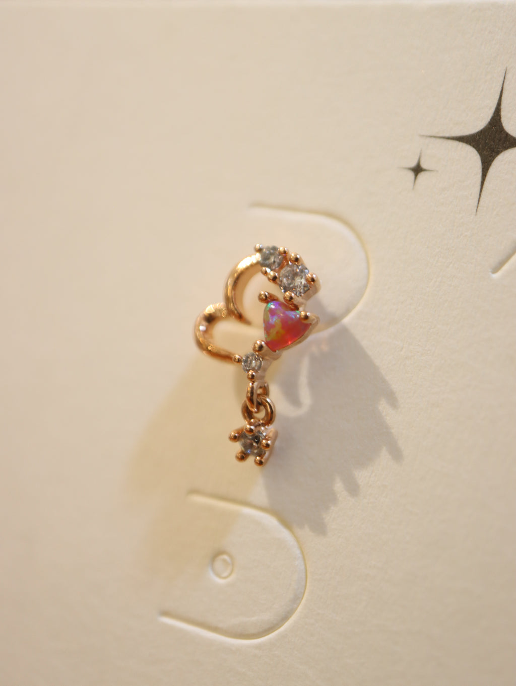 Drop cz heart surgical steel 316L stud piercing (1pc)