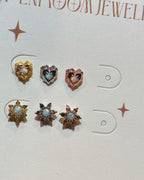 Heart opal stud piercing earring (1pc)