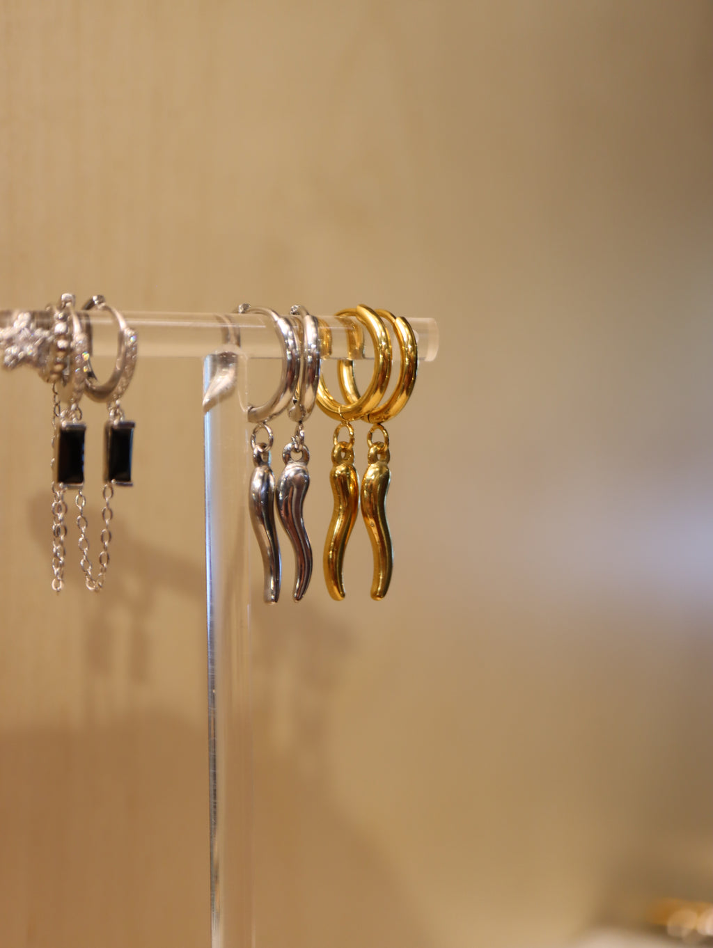 Stainless steel horn hoop earrings