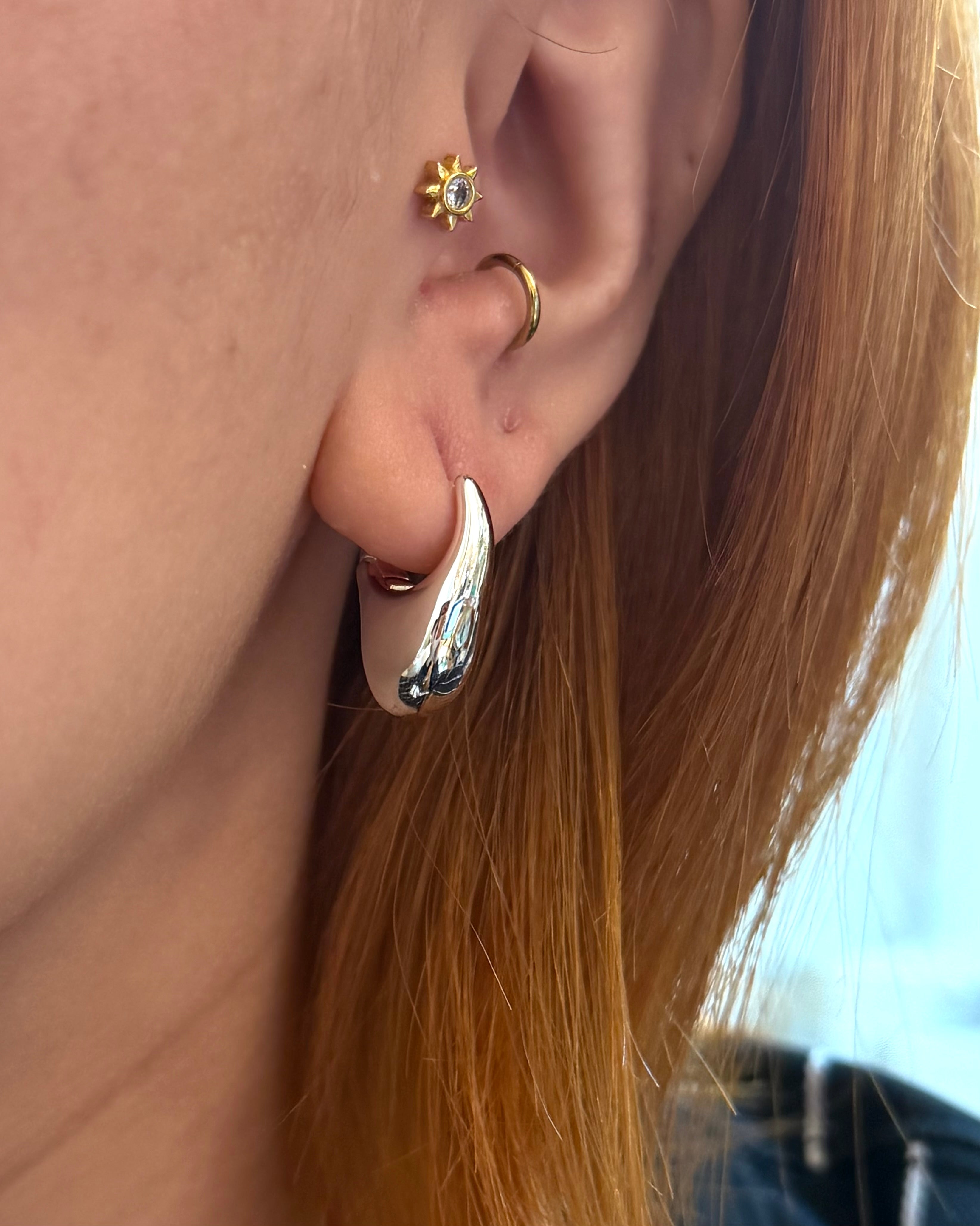 Irregular hoop brass earrings