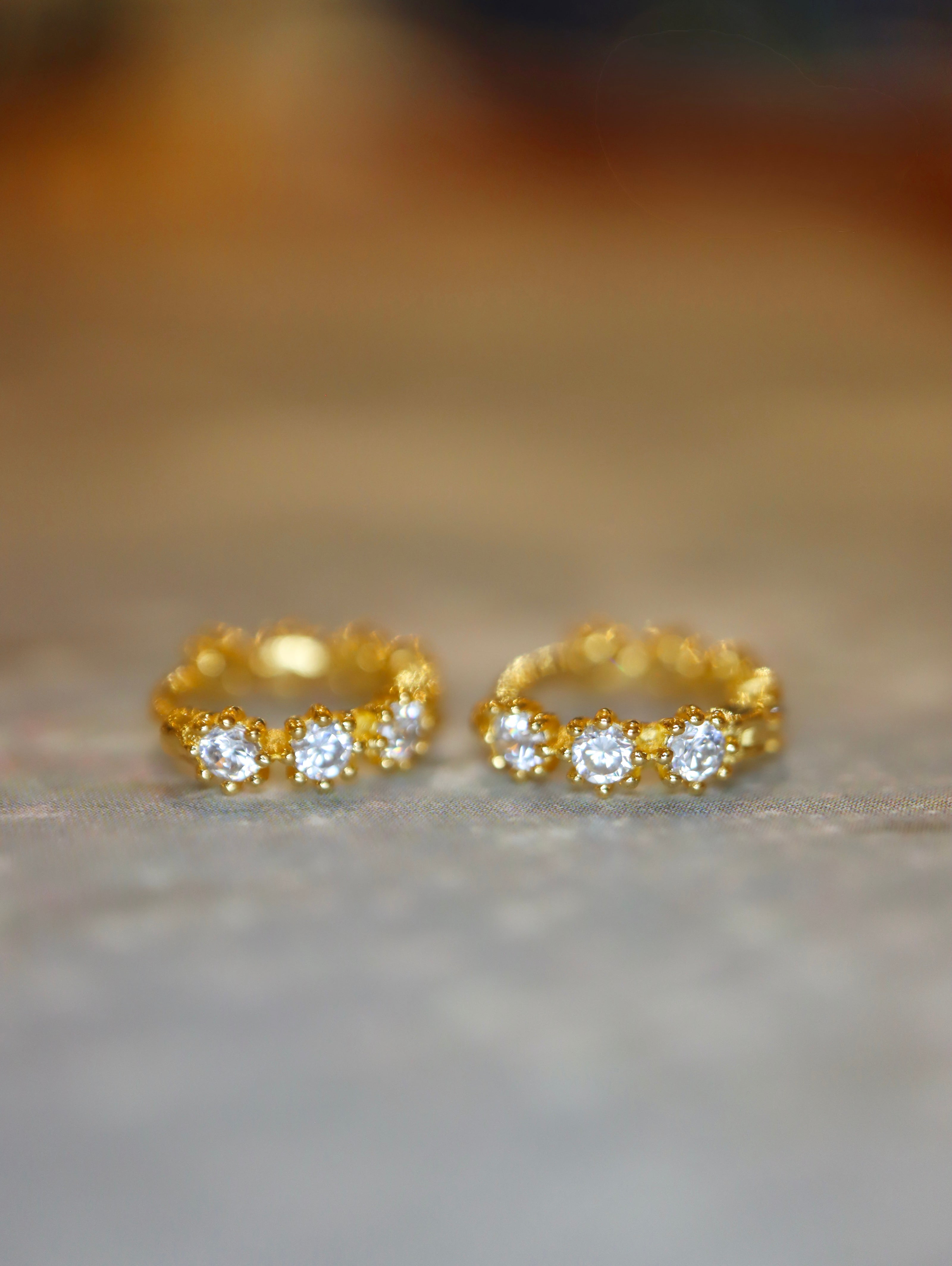Septet CZ 925 Silver Hoop Earrings