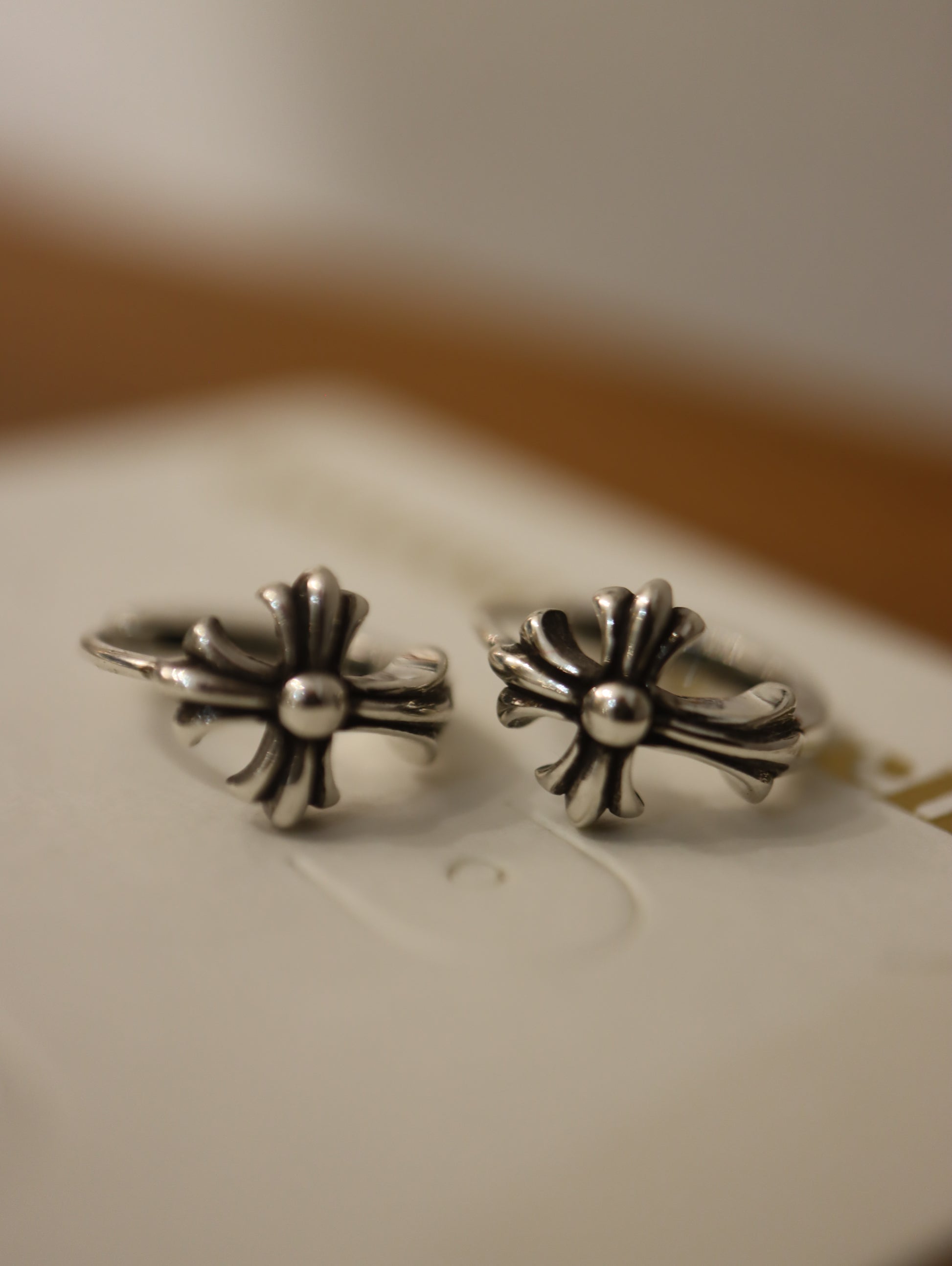 Antique 925 silver cross earrings