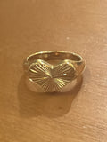 Striped heart stainless steel ring